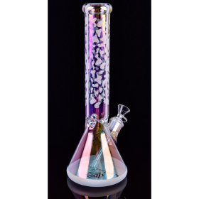 Smoke Chameleon Rainbow Chill Glass 15" Thick Iridescent Beaker Base Bong New