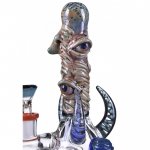 Triple Eye Horned Bong - 8" Showerhead Perc Bong - Tattoo Glass New