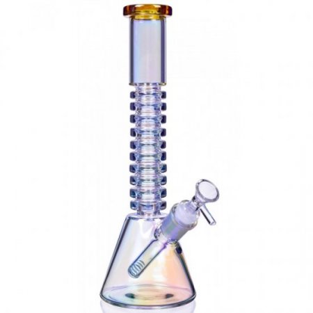 The Gold Mine - 12" Electro Plated Beaker Bong - Iridescent / Clear New