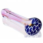 4" Cheetah Bowl Fumed Glass Pipe - Blue Spotted New