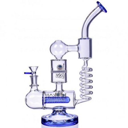 God of Thunder - Lookah? - 13" Coil Perc to Honeycomb Perc Bong - Blue New