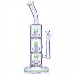 The Defender - 14" Triple Inline Showerhead Bong - American Green New