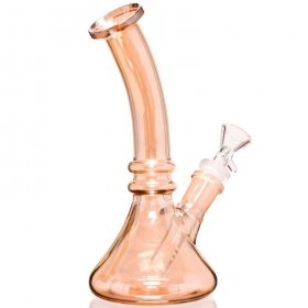 Royal Smoker's - 8" Tilted Neck Shiny Bong - Golden Fumed New