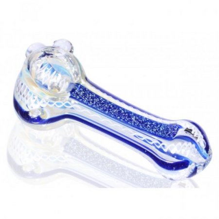 3" Fumed Dichro Glass Spoon Hand Pipe - Aqua Blue New