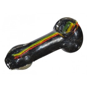 4" Black Pipe - Rasta Stripes New