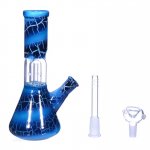 8" Deep Crackle Percolator With Down Stem And Dry Herb Bowl - Blue New