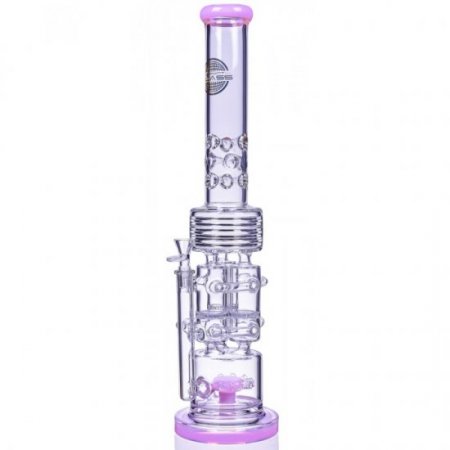 The Skywrap - 20" Triple Honeycomb Barrel To Sprinkler Perc Bong - American Pink New