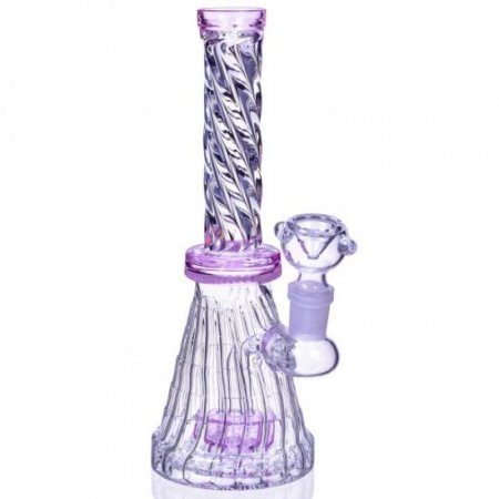 Thunder's Calli'n - 8" Spiral Design Matrix Perc Beaker Bong - Pink New