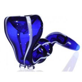 5" Ridged Sherlock Glass Pipe - Blue New