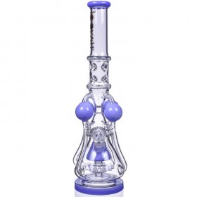 The Amazonian Trophy - LOOKAH PLATINUM SERIES - 19" SMOKING BONG WITH 4 CIRCULAR CHAMBER RECYCLER AND SPRINKLER MUSHROOM PERC - Milky Blue New