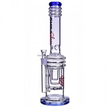 Chill Glass 17" Bong with Triple Honeycomb Percs Very Thick and Heavy - Clear Blue New