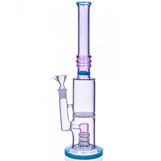 The Cockatoos - 16\" Dual Perc Cylinder Base Bong - Pinkish Green New