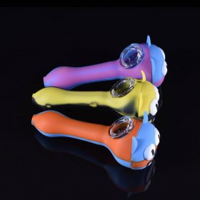 Cheshire Cat Inspired Pipe - 5" Silicone Hand Pipe With Removable Glass Bowl New