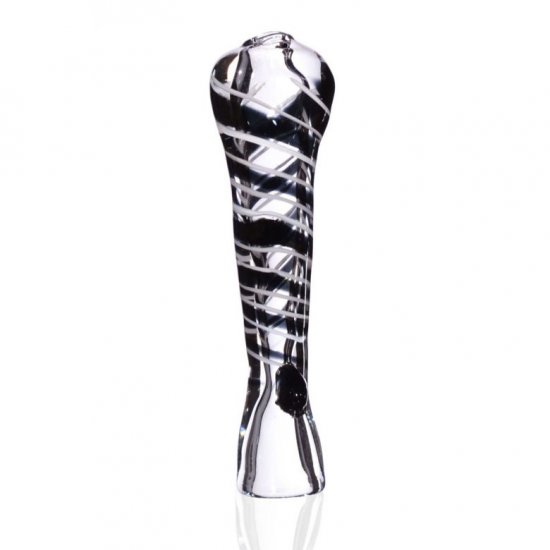 3\" Swirled Striped Fumed Chillum - Black New