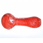 3" Marble Swirled Glass Spoon Hand Pipe - Red New