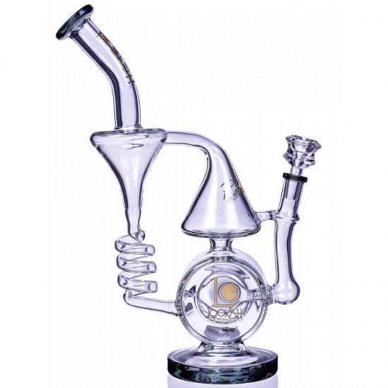 Smoke Artillery - Lookah? - 13\" BARREL SPIRAL CONE RECYCLE BENT NECK GLASS WATER PIPE - Ash Black New