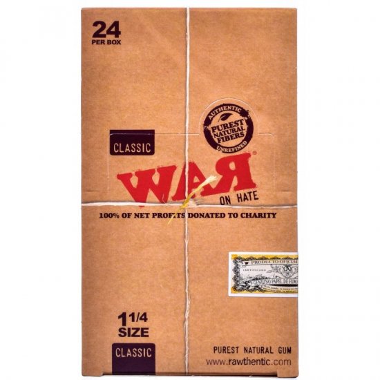 Raw? - War On Hate 1? Classic Rolling Paper - Box of 24 Packs New