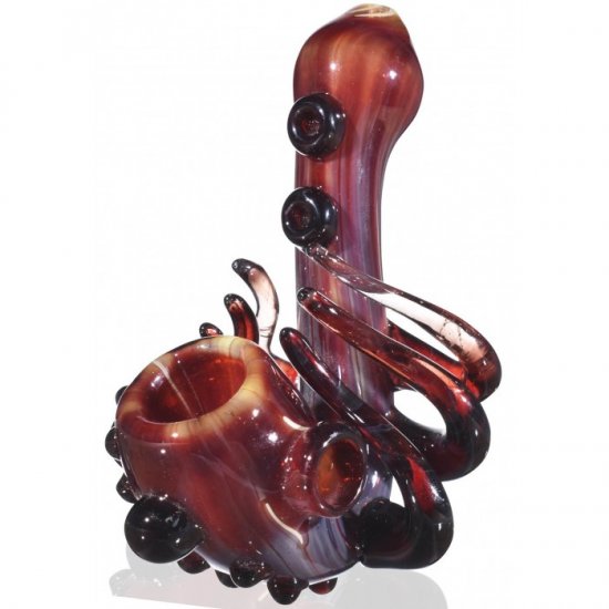 Fiery Octopus - 5\" Sherlock Glass Hand pipe New