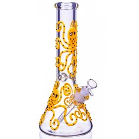 Smokey Octopus - 13" Glow In The Dark Beaker Bong - Yellow New