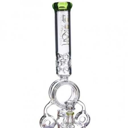 Smokenator - Lookah Platinum Design Series Bong - 20" Platinum Donut Recycler Bong With Spiral Percs - Lake Green New