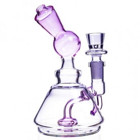 6" Circular Perc Designed Bong with Matching Bowl - Pink New