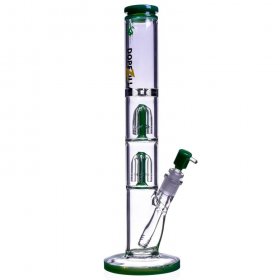 16" Extra Heavy Twin Tree Perc Bong Water Pipe w/ Matching Bowl - Green New