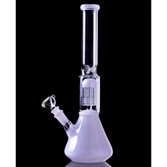 14\" Beaker Base Bong with 8-Arm Tree Perc Water Pipe - White New