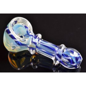 2.5" Double Ring Glass Pipe - Fumed - Blue New