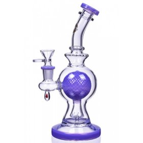 SpikeyBall Smoke - On Point Glass - 10" Tilted Spherical Matrix Perc Bong - Purple New