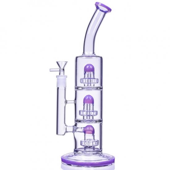 The Defender - 14\" Triple Inline Showerhead Bong - American Purple New