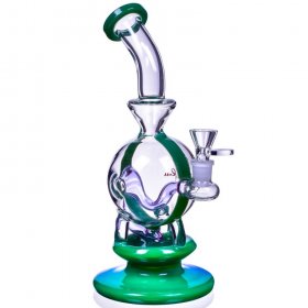 CrystalBall Smoke - ChillGlass - 10" Spherical Concave Base Recycler Bong - Green New