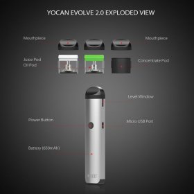 YOCAN EVOLVE 2.0 E-LIQUID, THICK OIL, AND CONCENTRATE VAPORIZER KIT - BLACK New