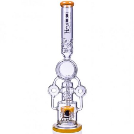 Lord Of Space Stone - Lookah? - 21" Donut Recycler Domed Sprinkler Perc Bong - Milky Amber New