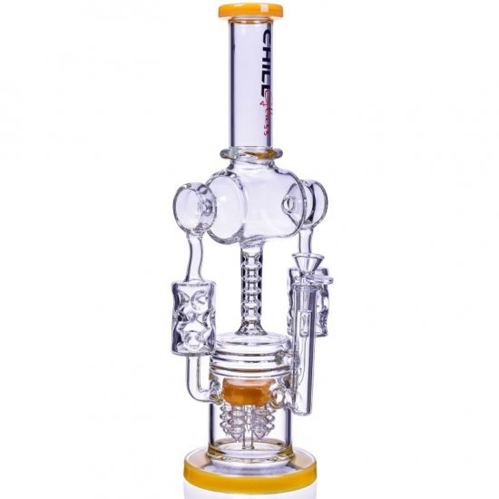 The Galvatron - ChillGlass - 16\" Double Chamber Multi Perc Bong New