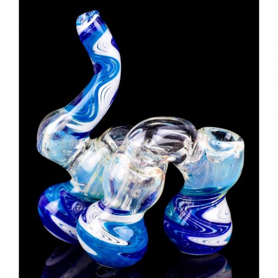 Smoke Triplets - 6\" Triple Chamber Golden Fumed Side By Side Bubbler New