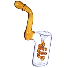 7" Coiled Bubbler - Amber New