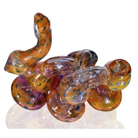 8" Quadruple Chamber Golden Fumed Side By Side Bubbler New