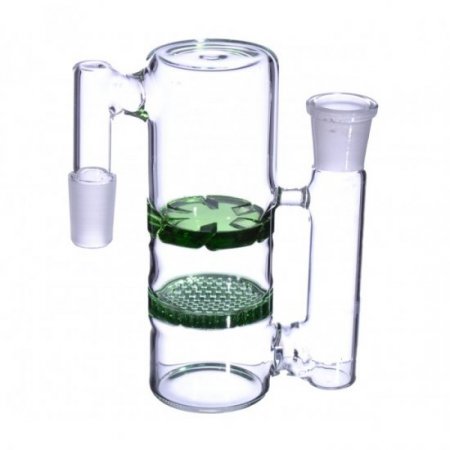 19MM Honeycomb Perc to Turbine Perc Glass Ashcatcher - Green New