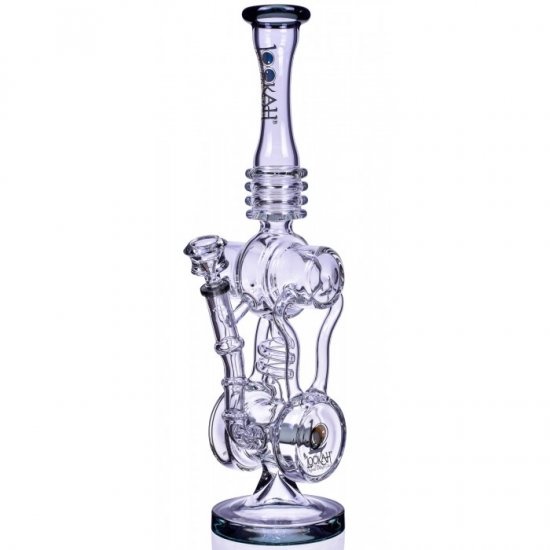 Twin Turbo - Lookah? - 16\" Double Barrel Recycler Bong - Winter Green New