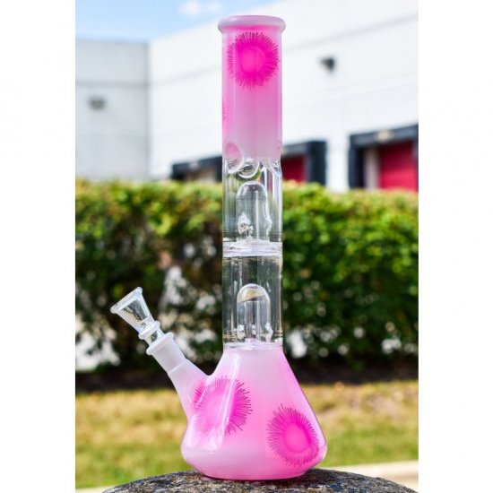 The Sun Splash - 12\" Dual Dome Percolator Bong - Pink New