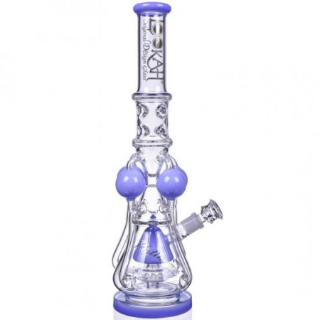 The Amazonian Trophy - LOOKAH PLATINUM SERIES - 19" SMOKING BONG WITH 4 CIRCULAR CHAMBER RECYCLER AND SPRINKLER MUSHROOM PERC - Milky Blue New