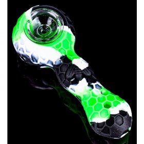 Stratus - 4" Silicone Hand Pipe With Honey Comb Design - Greenish Black New