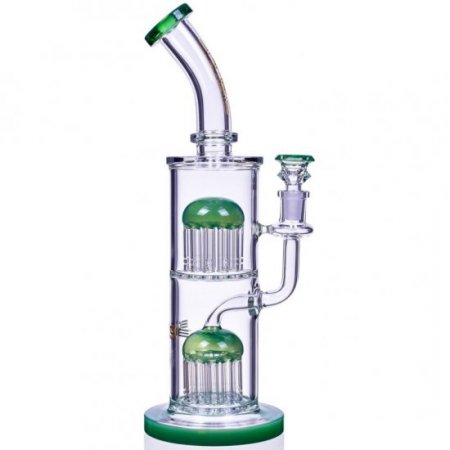 The Warrior - Bougie? Glass - 12" Dual Tree Percolator Bong New