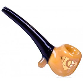 Diamond Glass? - 6" Sherlock Glass Hand Pipe - Amber/Black New