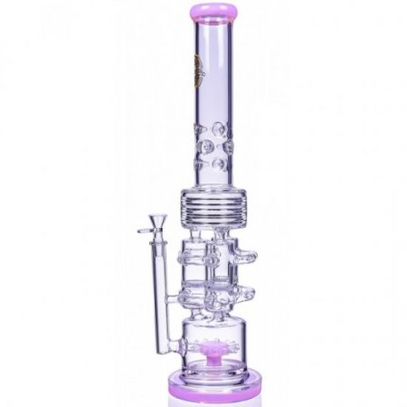 The Skywrap - 20" Triple Honeycomb Barrel To Sprinkler Perc Bong - American Pink New