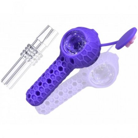 Stratus - 2 in 1 Honey Dab Straw and Silicone Hand Pipe - Purple New