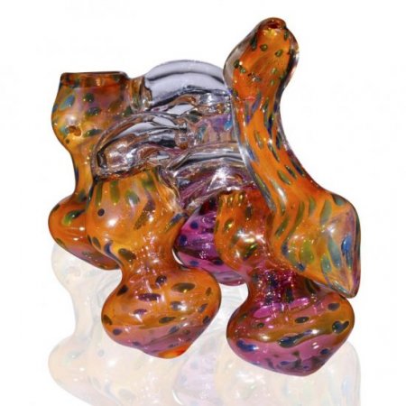 8" Quadruple Chamber Golden Fumed Side By Side Bubbler New