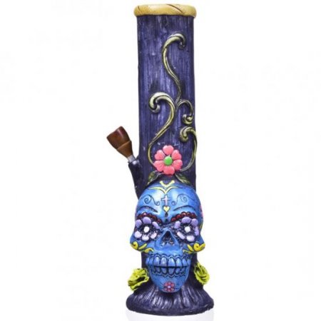 Sugar Skull - 12" Hand Crafted Wooden Bong New