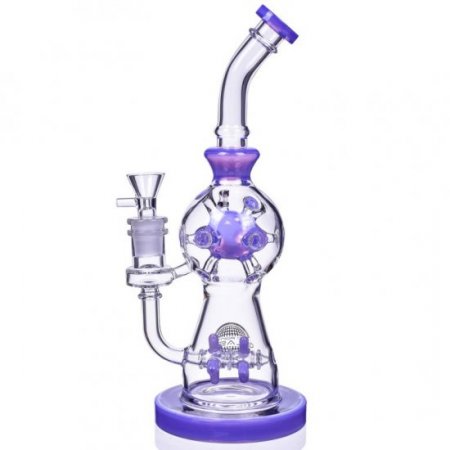 Smoke Propeller Dab Rig - 12" Dual Spinning Propeller Perc To Swiss Faberge Egg Perc - Purple New