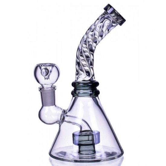 The Cyclone - 7\" Twisted Neck Matrix Beaker Bong Water Pipe - Ash Black New